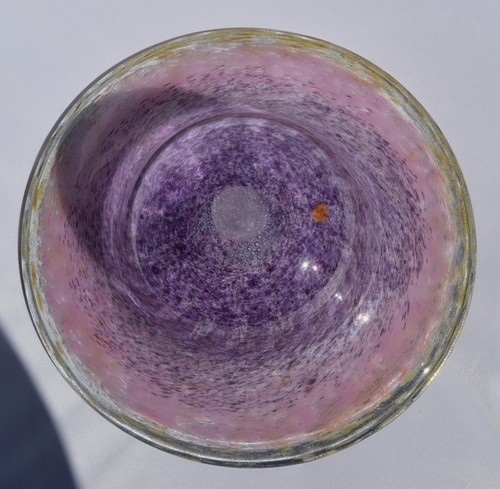 PINK ART GLASS BOWL, Milan Vobruba Studio Gusum, Sweden Signed FREE SHIPPING - Picture 5 of 7