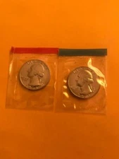1973 P+D WASHINGTON QUARTER UNCIRCULATED STILL IN MINT CELLO L@@K