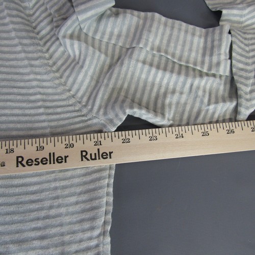 7 For All Mankind Linen Blend V-Neck Shirt Women's Size L Striped Ribbed Large - Picture 10 of 11