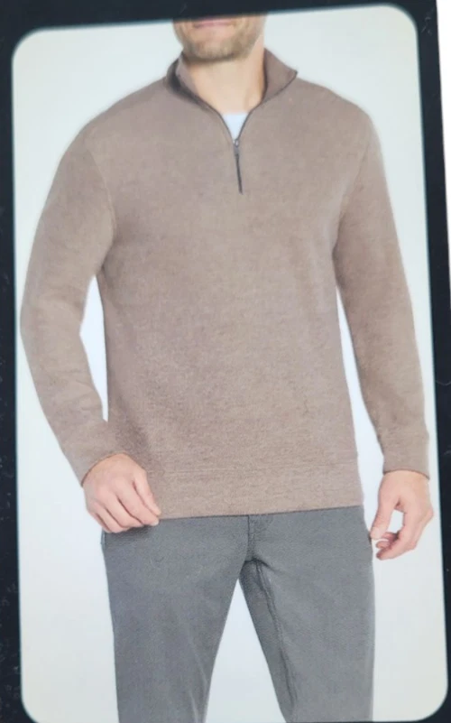 Banana Republic Men's Tan Lightweight Waffle Quarter Zip Pullover Size Large NWT