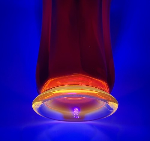 Rare Vintage MCM 1966 Double Layered Edge Crown Viking Glass Orange Swung Vase - Picture 8 of 10