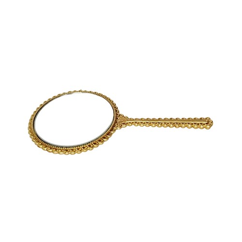 Vintage Miniature Gold Tone Hand Mirror w/ Asian Scene - Doll Size ~ 3 3/4" - Imagen 9 de 11