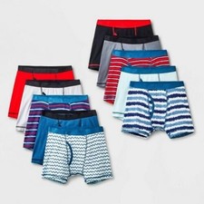 Boys' 10pk Striped Boxer Briefs - Cat  Jack  Red/Blue L