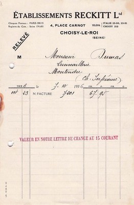 94 CHOISY LE ROI Industrial RECKITT 1936 Eisenwaren