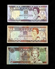 OLD Fiji Banknote LOT ** Fijian $5 & $10 DOLLAR Banknotes MIXED BULK LOT