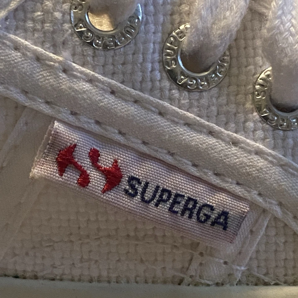 Tênis Superga infantil 22/EUA 6 branco 2750 clássico lona lavável com cadarço infantil - Imagem 3 de 4