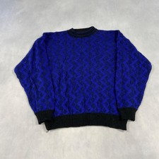 Vintage Knitted Jumper Abstract Patterned Grandad Knit Sweater Men's Xl
