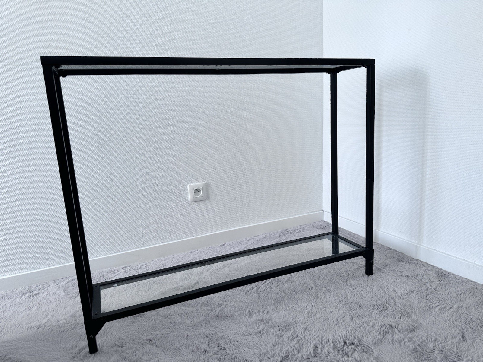 Table d'appoint en verre et métal premium, console moderne d'artisanat soigné - 4