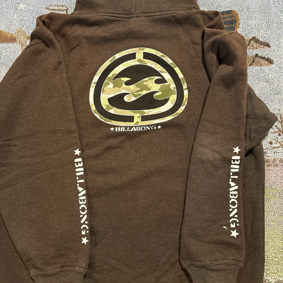 Sudadera con Capucha Y2K Billabong De Colección Para Hombres XL Spellout Grunge Skate Surf Negra Foto 2 de 4