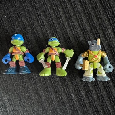 Playmates TMNT Half-Shell Heroes Leonardo Rocksteady Action Figure Lot 2014