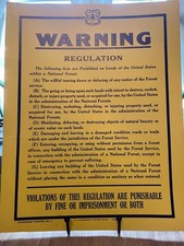 RARE VINTAGE US FOREST SERVICE SIGN STANDARD POSTER No. 1 11 x 14 in FIRE RESCUE