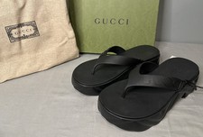 Gucci Thong Platform Sandal Black Rubber Women s Size 37 US 7 Authentic