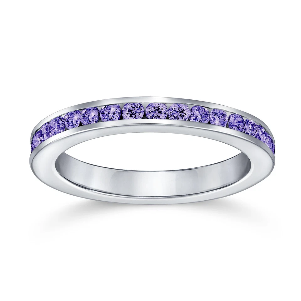 Anillo llamativo de cóctel de circonitas cúbicas en plata de ley 12 colores de piedras de nacimiento Foto 3 de 4