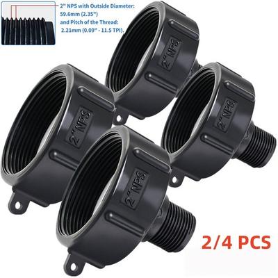 #ad 2 4X 275 330 Gallon IBC Tote Water Tank Adapter 2quot;NPS Fine Thread x 3 4quot; BSP NPT $12.79