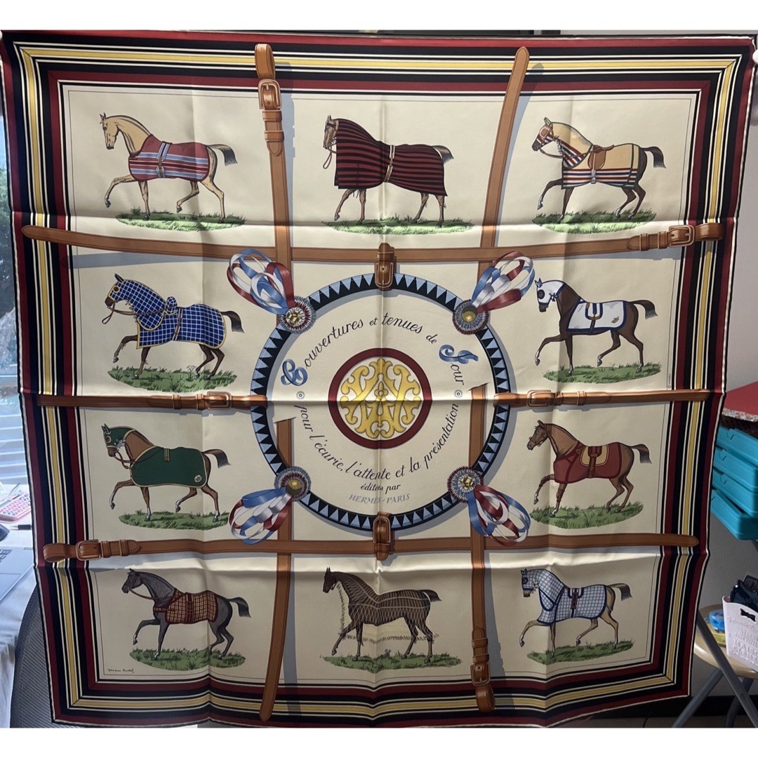 Hermes 90cm Silk Scarf Horse Design 100% Authentic Pre-Owned