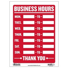 BAZIC 12x16" Business Hours Sign, Open/Closed, 1-Pack for Store or Office