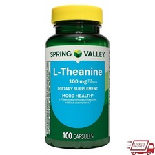 L-Theanine Capsules 100 mg Mood Support 100 Count Dietary Supplement Gluten Free
