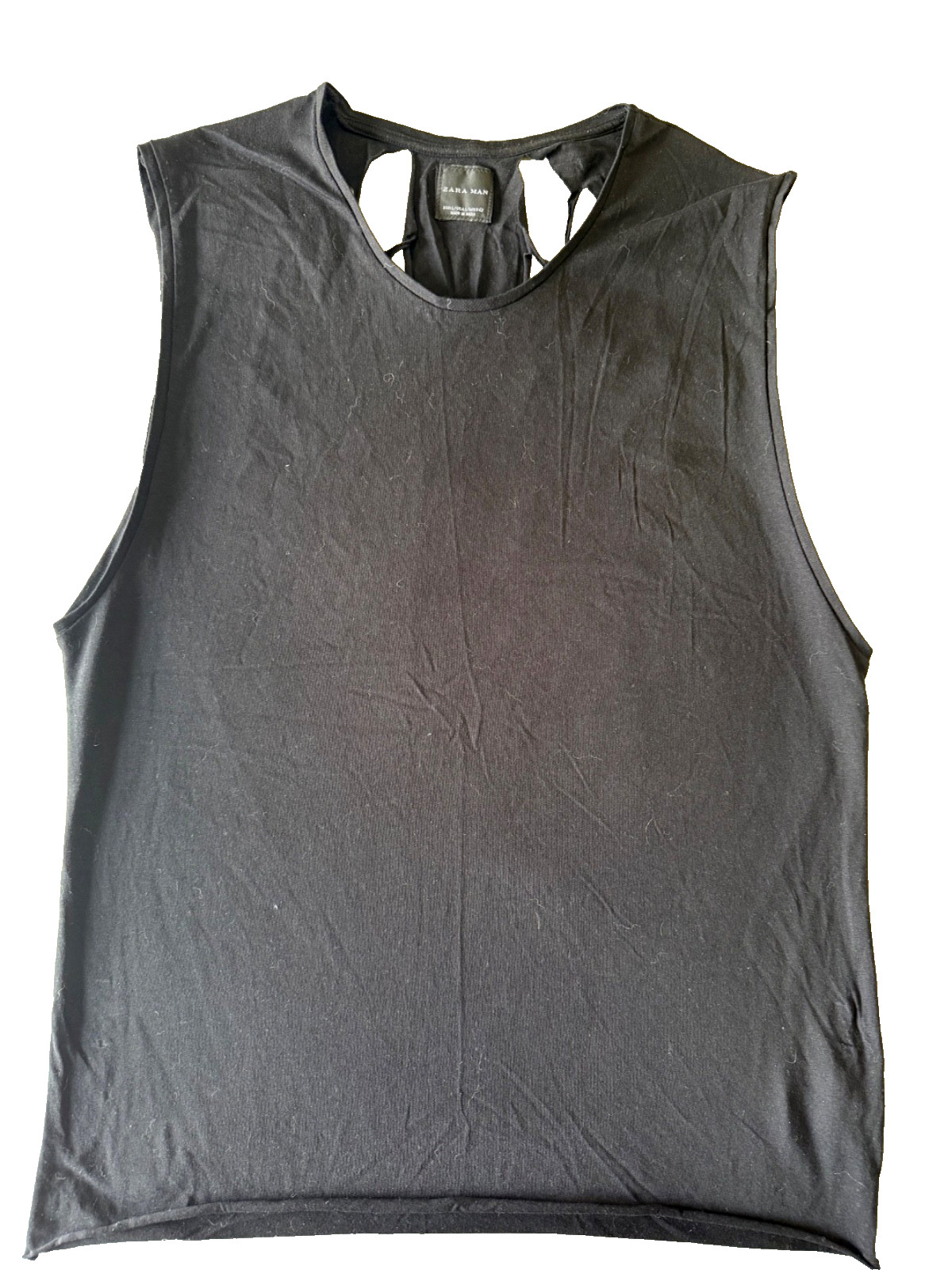 ZARA MAN Black Mens Tank Top / Singlet Size L with wings laser-cut back - Rare image 4