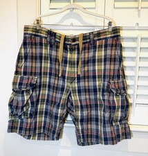 Polo Ralph Lauren Madras Cargo Plaid Patchwork Shorts Size 38 Cotton