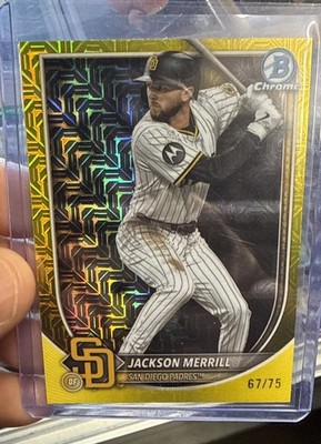 2025 Bowman - Jackson Merrill #64 Chrome Yellow Mojo Refractor /75
