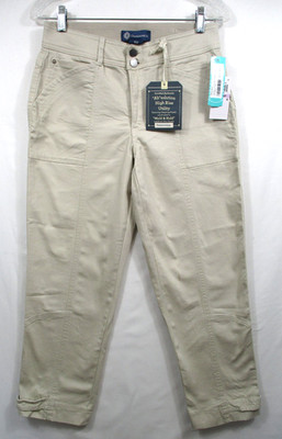 -NWT Democracy ''Ab'' Solution High Rise Utility Women's Pants Off White Sz 6P