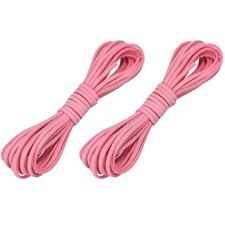2 Pcs Faux Suede Leather Cord, 2.6mm x 5.5 Yards Flat String, Dark Pink