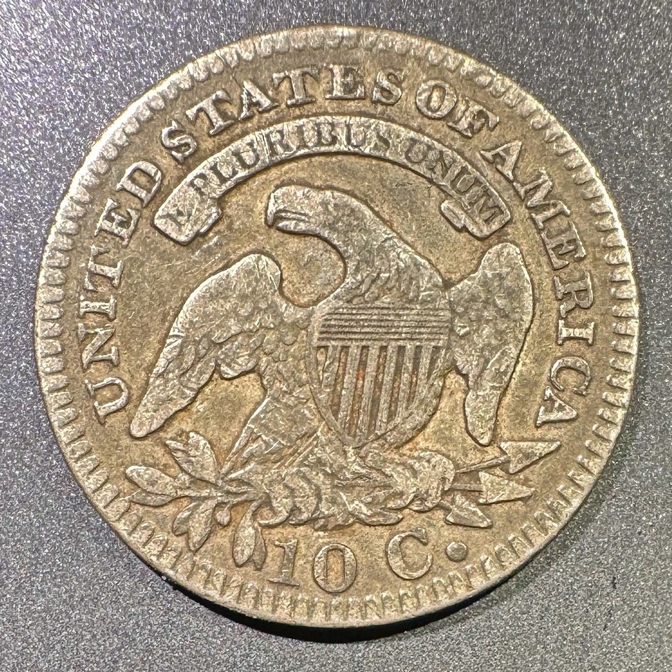 Серебряная монета номиналом 10 центов 1820 с крышкой JR-3 R-4 оригинальные поверхности лучшее разнообразие - Изображение 2 из 2