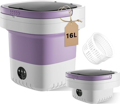#ad #ad 16L Portable Washing Machine Foldable Small Washer with Spin 16L Purple $83.99