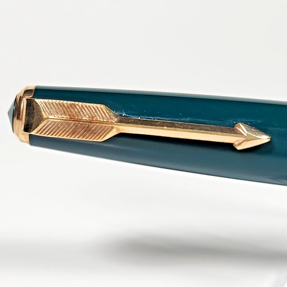Vintage 1950's PARKER DUOFOLD Junior Green Resin England 14K Gold Fine Nib Rare! - Image 3 of 4