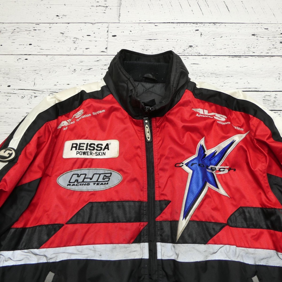 HJC Racing Jacket Mens Large Red Black Motorcycle Reflective