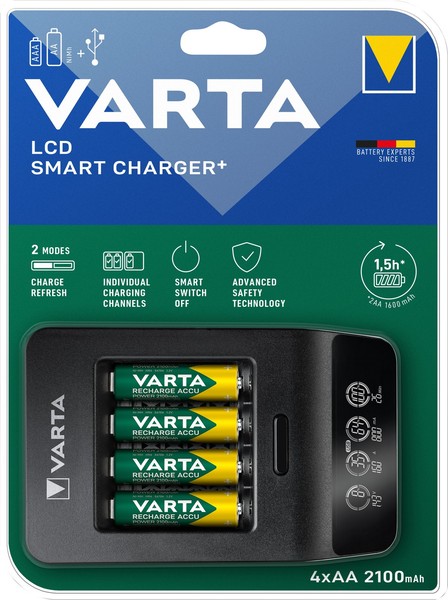 Varta Akku Nimh, Universal LadegeräT, Lcd Smart Charger+ Inkl. Akkus, 4X Mignon,-image