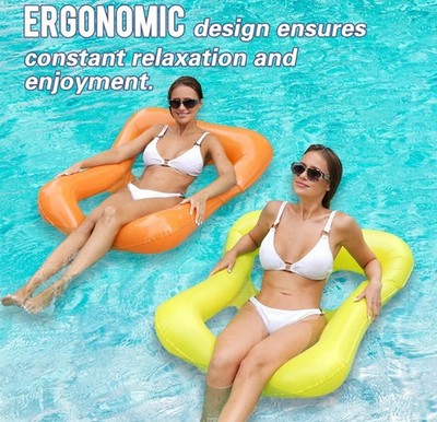 Schwimmende Wasserhängematte Lounge Sessel für Erwachsene & Kinder 2er Pack in Orange + Gelb
