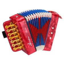 Accordion, 10 Keys Bass Button Accordion Mini Musical Instrument, Red