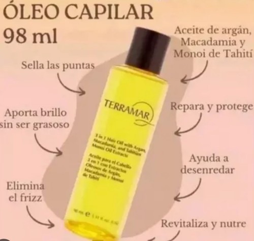 3 In 1 Hair Oil With Argan, Macadamia And Tahitian Monoi Oil by Terramar 98 ml - Picture 1 of 2