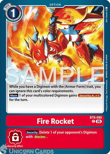 BT8-095 Fire Rocket : Common Foil : AD01: Advanced Booster Digimon Generation