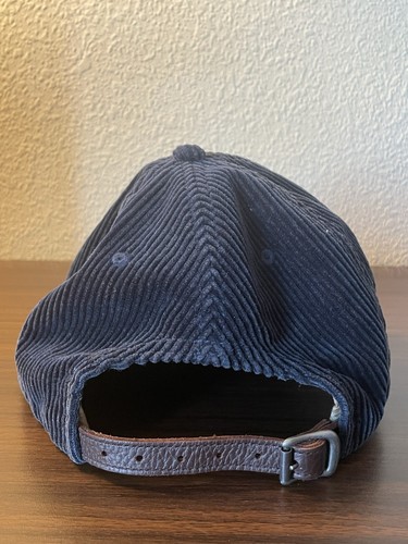POLO RALPH LAUREN VINTAGE BLUE CORDUROY & LEATHER BRIM CROWN CREST BASEBALL CAP - Picture 5 of 9