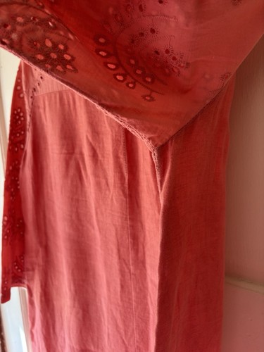 Linen broderie anglaise Dress Made In Italy L - Picture 14 of 18