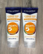 Clearasil Stubborn Acne Exfoliating Face Wash 6.78oz Exp 8/27 2Pk