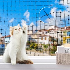 Lewondr 10x6.5ft Cat Netting Balcony Steel Wire Reinforced Pets Screen Anti...