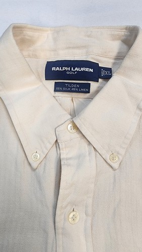 Ralph Lauren Tilden Shirt Mens XL Silk Linen Button Up Long Sleeve Golf Polo - Picture 3 of 9