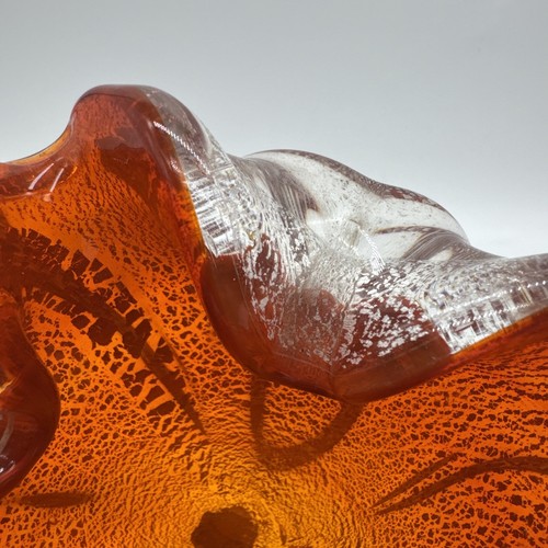 Vintage Murano Orange Silver Blown Glass Bowl Ashtray 1960’s - Picture 8 of 11