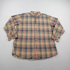 Vintage Orvis Shirt Mens XL Green Red Beige Plaid Flannel Button Up Outdoors