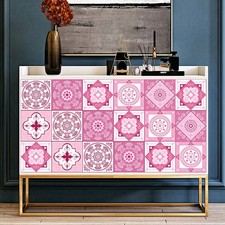 Romantic Pink Patterned PVC Tiles Hard with Glossy Finish for Kitchen Bathroom