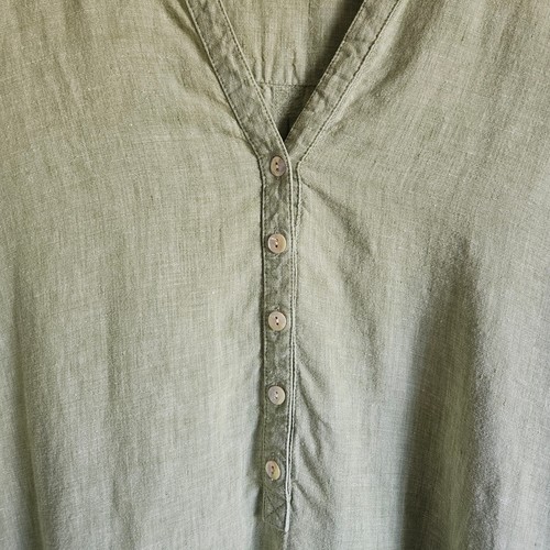 Eddie Bauer Top Damen XL grün 100% Leinen 3/4 Arm Tunika Boho Cottagecore - Bild 2 von 10