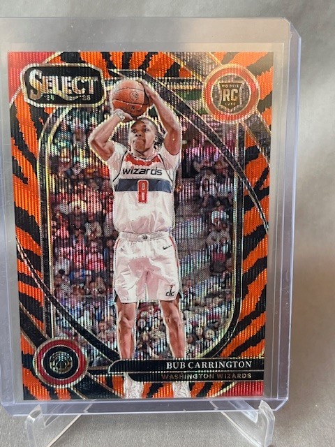2024-25 Panini Select Courtside BUB CARRINGTON SSP Tiger Stripe Prizm RC WIZARDS
