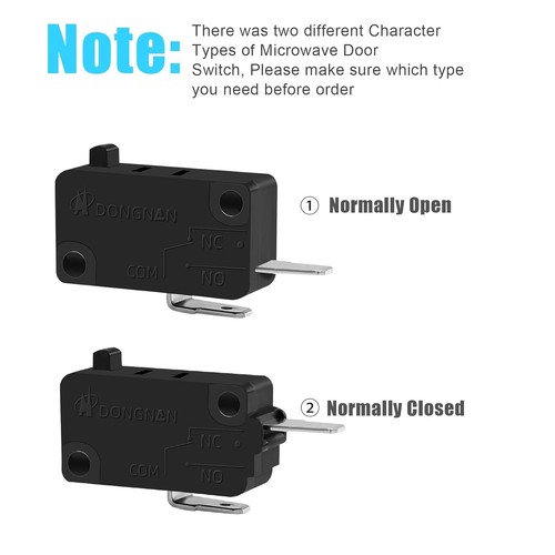 Piezas de repuesto para interruptor de puerta de horno microondas de 3 piezas (2 unidades normalmente abiertas + 1 x Norma... - Imagen 7 de 9