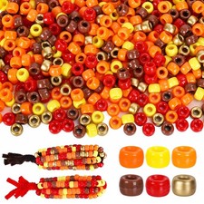 3000Pcs Fall Pony Beads 6 Mixed Colors Plastic Craft Beads Gold Red Yellow Or...
