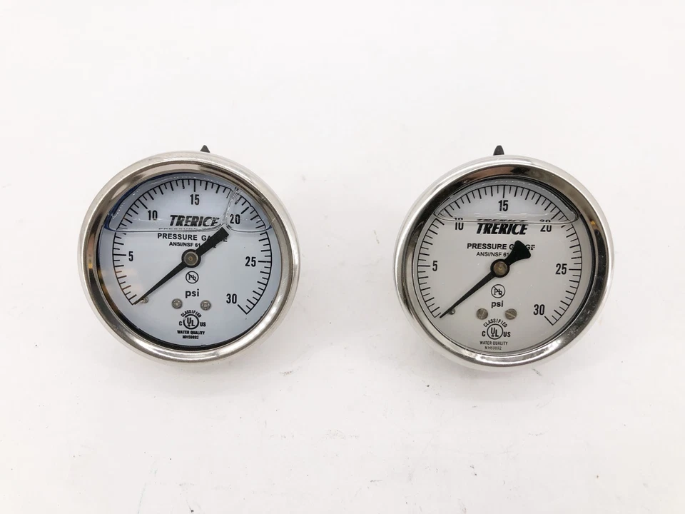 Lot of 2 New Trerice D82LFB2502BA30 Gauge D82LFB 2-1/2" 30psi 1/4" NPT CBM - Image 3 of 4