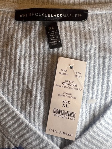 WHITE HOUSE BLACK MARKET Women Blouson Sleeve Colorblock Pullover Sweater|Sz:XL - Picture 11 of 16