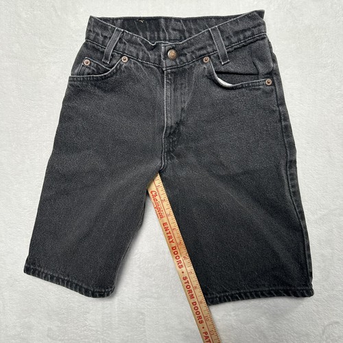 Vintage Levi's 550 Boys Jean Shorts Black Orange Tab Youth Sz 11 Relaxed 90s USA - Picture 9 of 11
